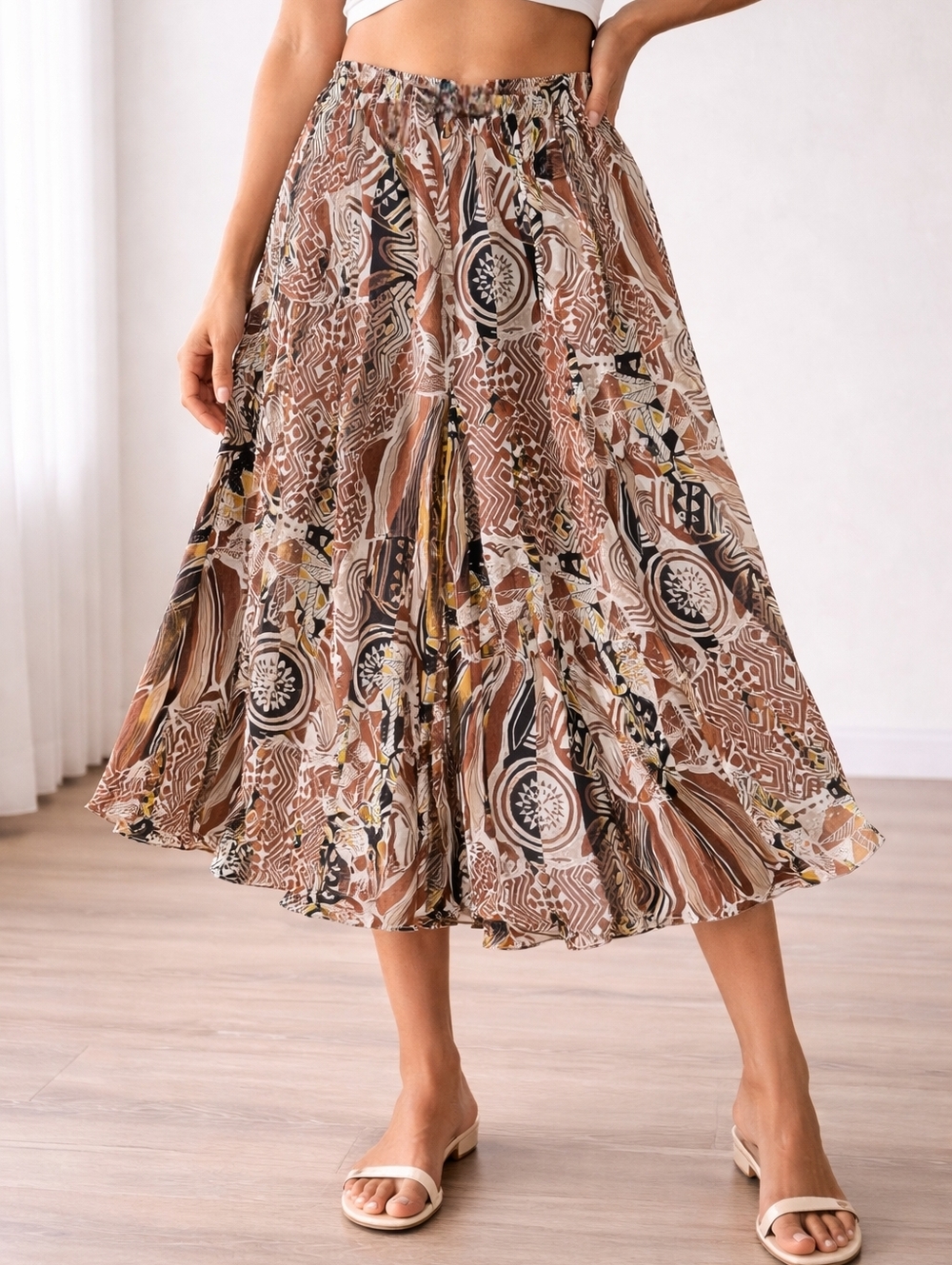 Ruby Rd. Brown Multi Patterned Skirt Size 12